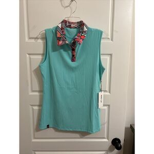 NWT SWINGDISH Golf‎ Top Womens M Flower Power Robyn Eternity Sleeveless Collared